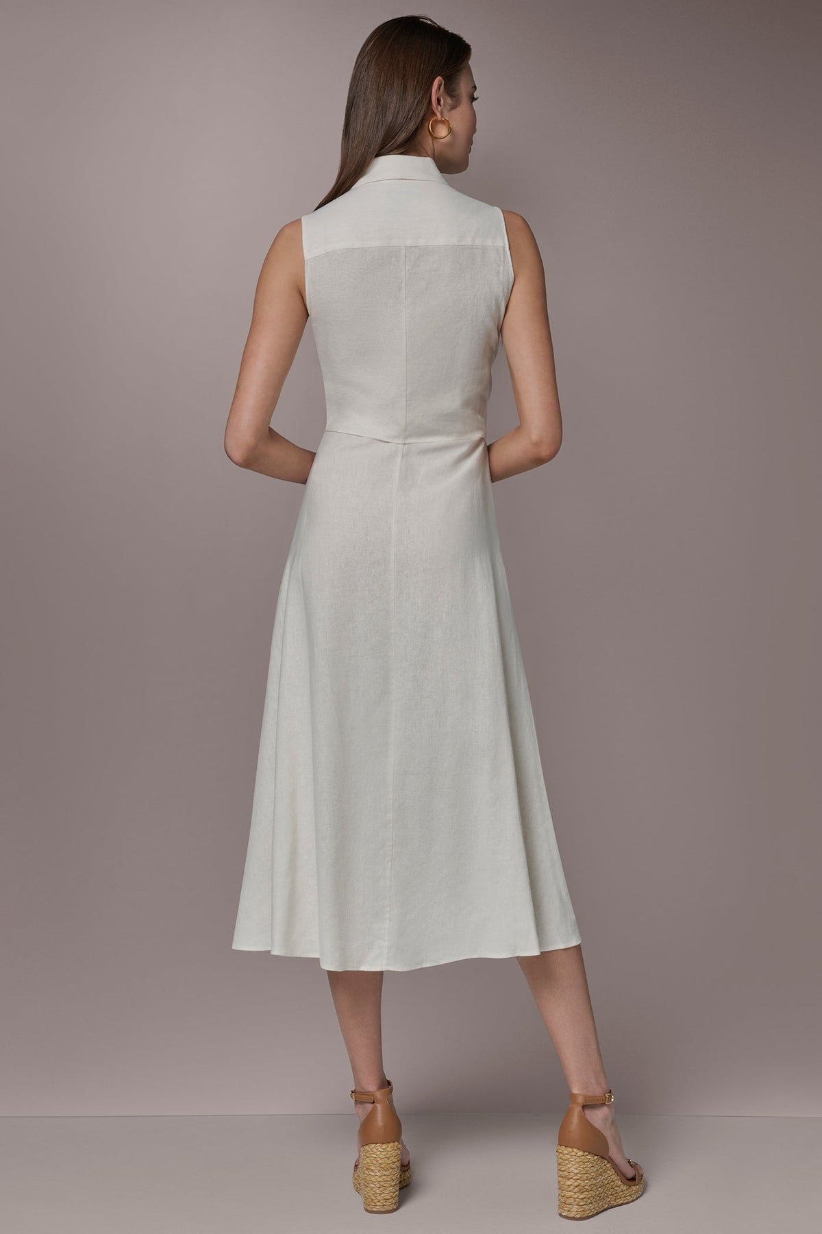 LINEN-BLEND MIDI SHIRT DRESS