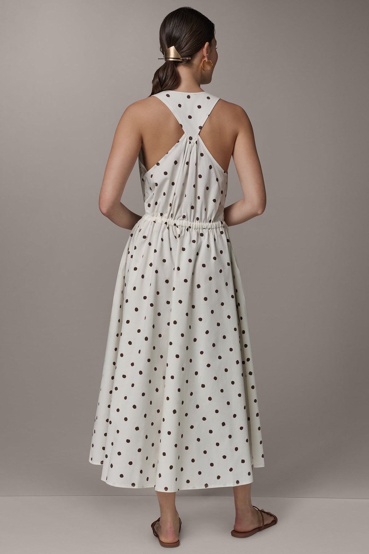 SLEEVELESS MIDI HALTER DRESS