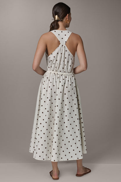 SLEEVELESS MIDI HALTER DRESS
