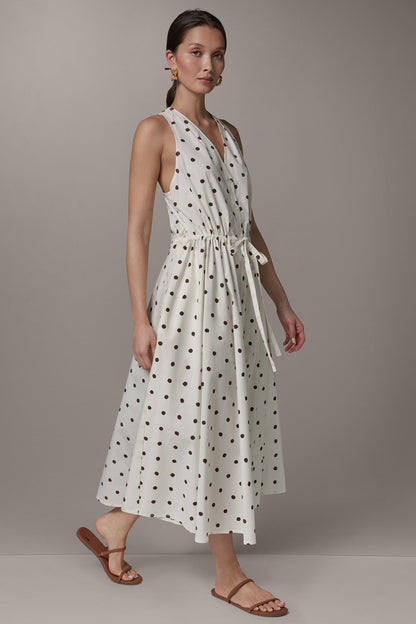 SLEEVELESS MIDI HALTER DRESS