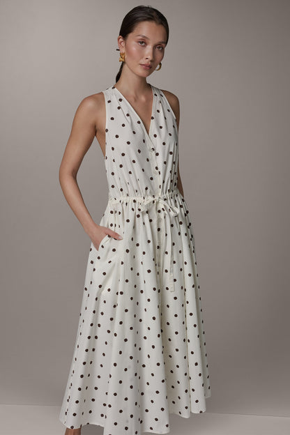 SLEEVELESS MIDI HALTER DRESS