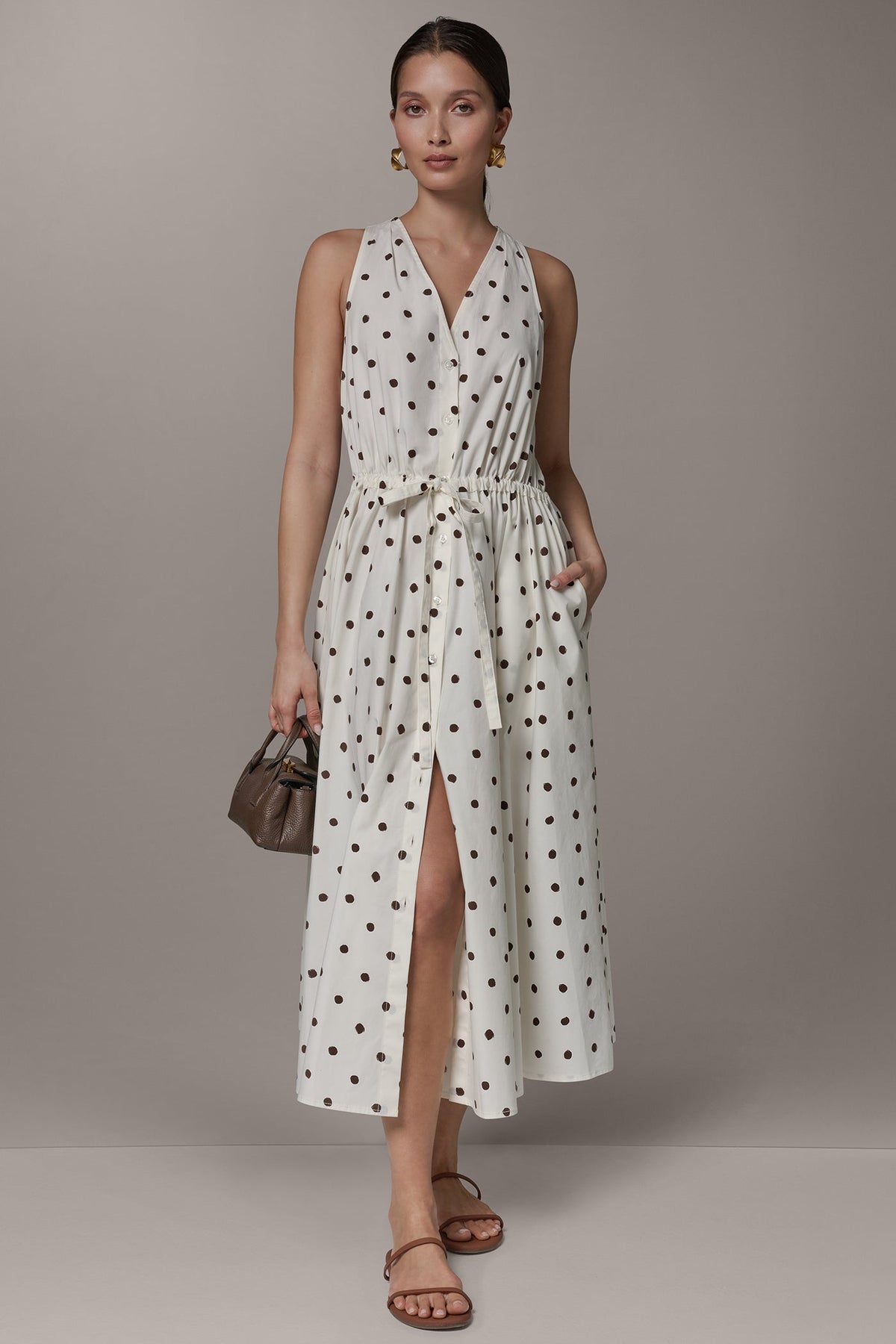 SLEEVELESS MIDI HALTER DRESS