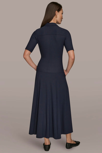 THE MODERN TRAVEL ELBOW SLEEVE MIDI POLO DRESS