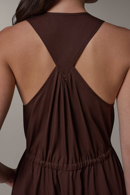 SLEEVELESS MIDI HALTER DRESS