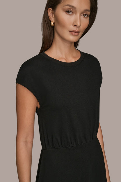 CAP SLEEVE CREW NECK DRESS