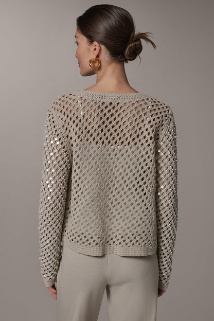 LONG SLEEVE PEARL SEQUIN CARDIGAN