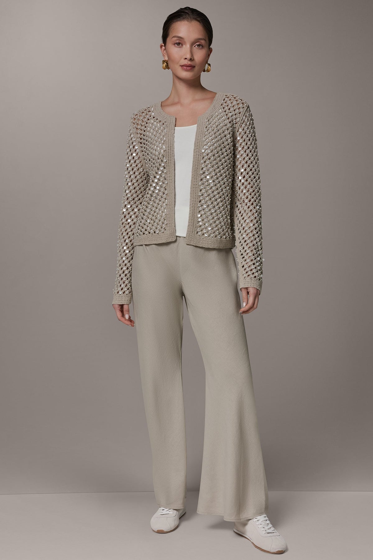 LONG SLEEVE PEARL SEQUIN CARDIGAN