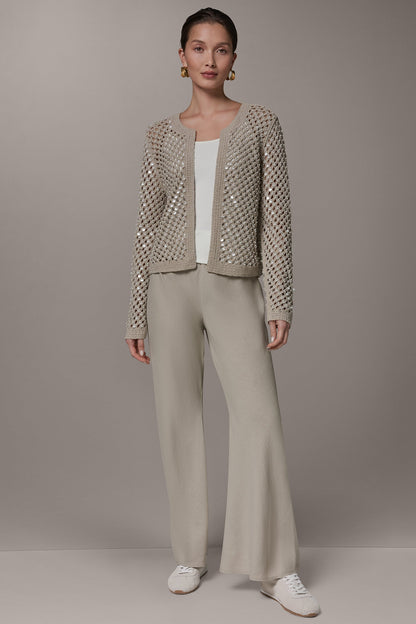 LONG SLEEVE PEARL SEQUIN CARDIGAN