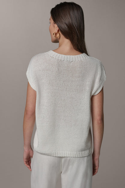 SLEEVELESS FLORAL SWEATER