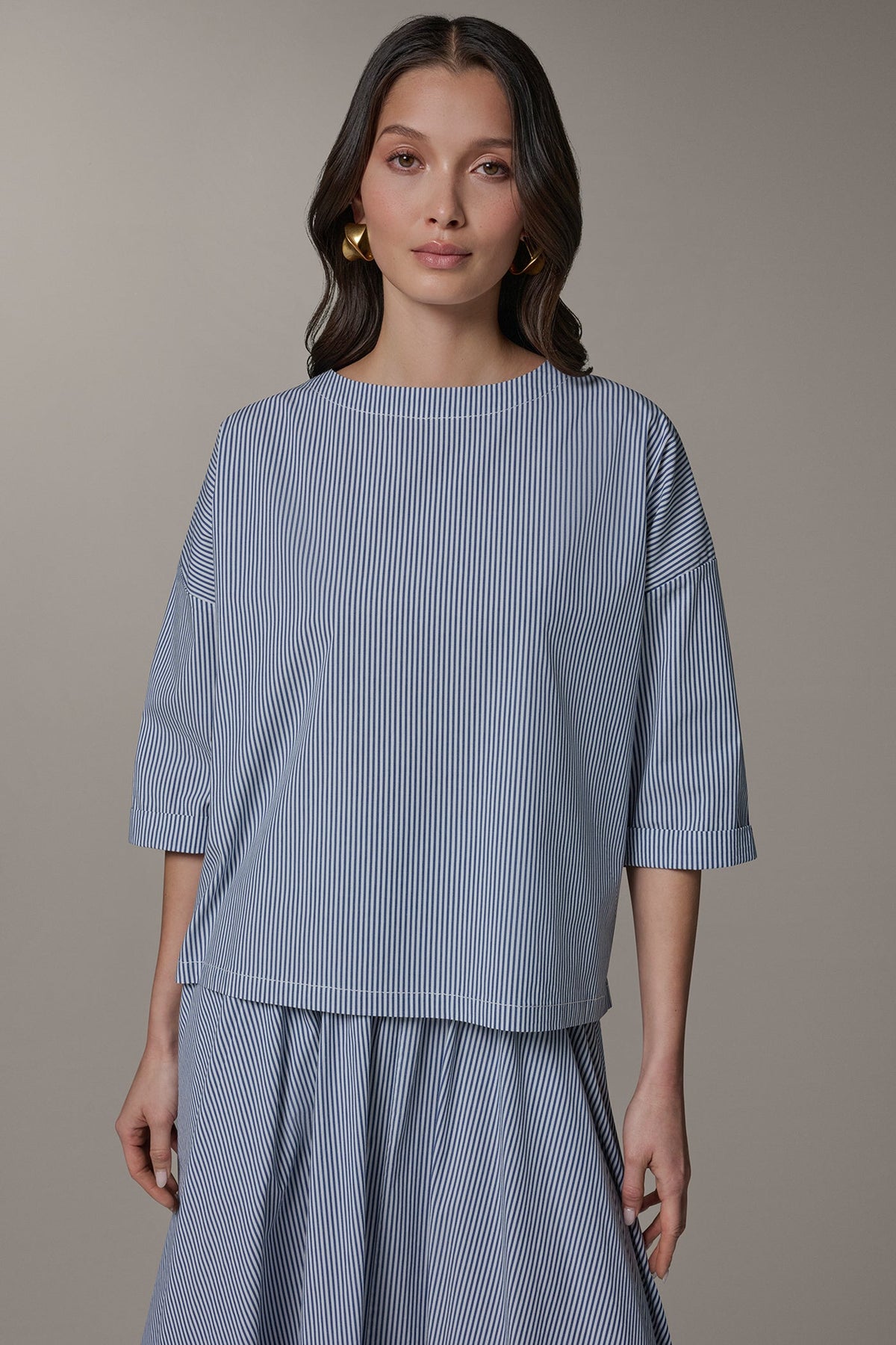 3/4 SLEEVE STRIPE BLOUSE