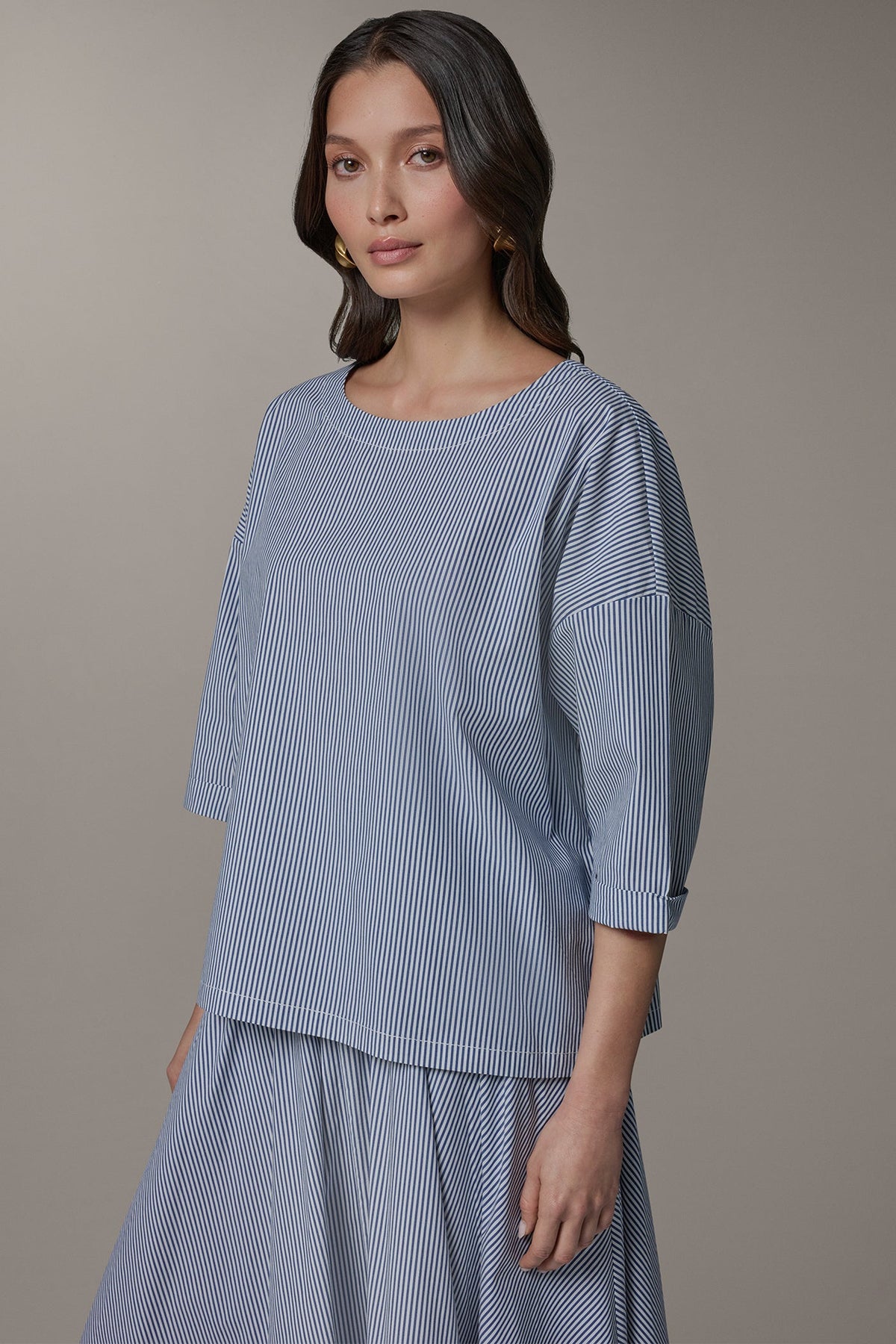 3/4 SLEEVE STRIPE BLOUSE