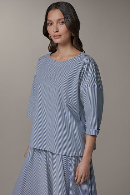 3/4 SLEEVE STRIPE BLOUSE