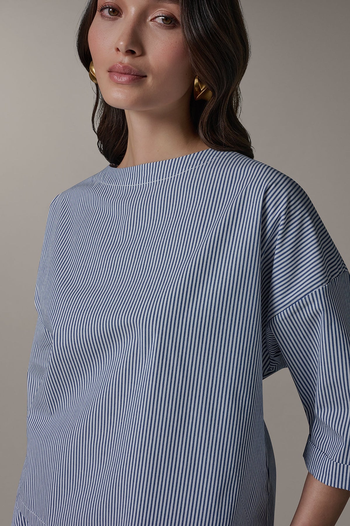 3/4 SLEEVE STRIPE BLOUSE
