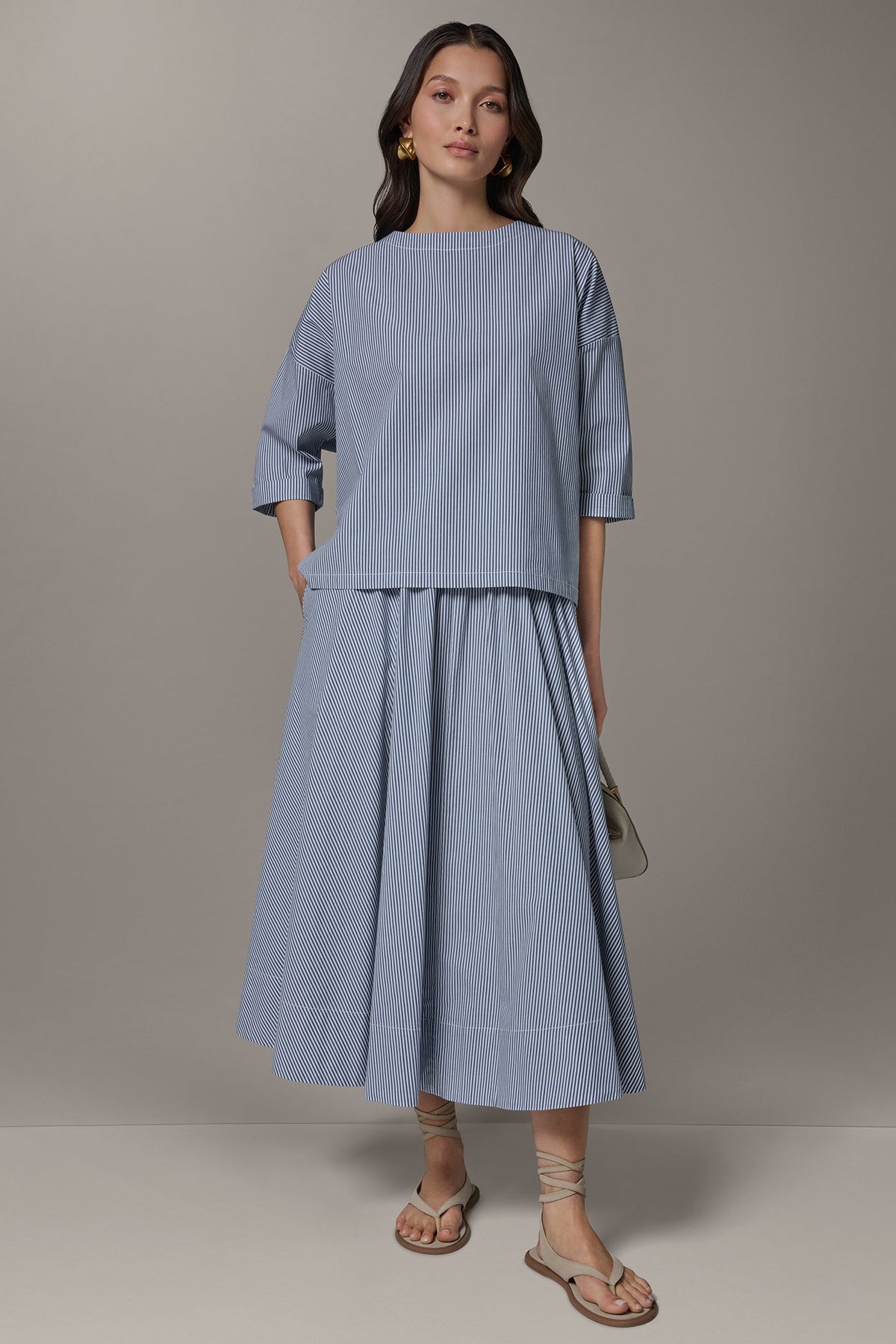 3/4 SLEEVE STRIPE BLOUSE