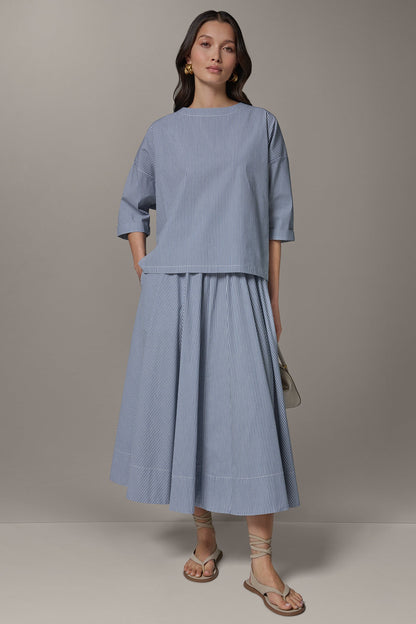 3/4 SLEEVE STRIPE BLOUSE