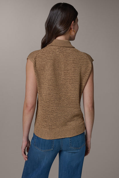 SLEEVELESS POLO SWEATER