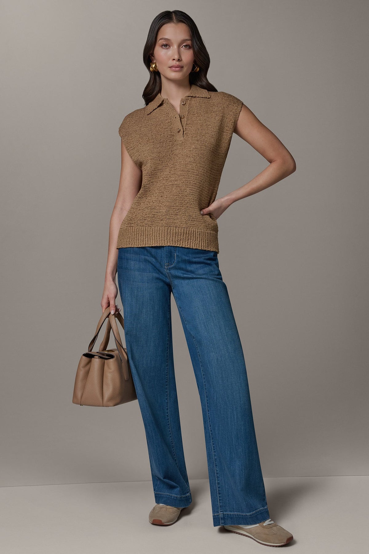 SLEEVELESS POLO SWEATER