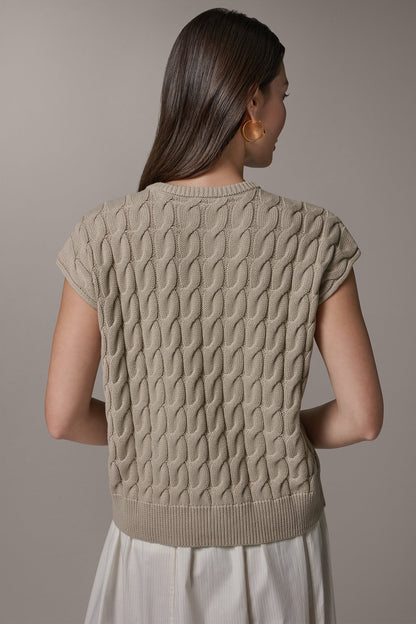 SLEEVELESS CABLE KNIT VEST