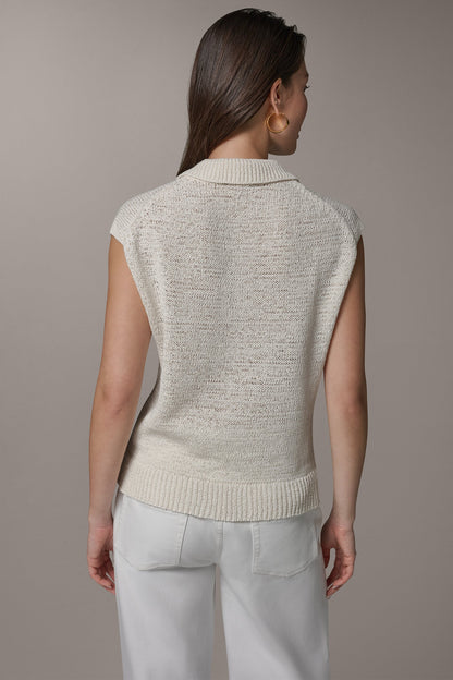 SLEEVELESS POLO SWEATER