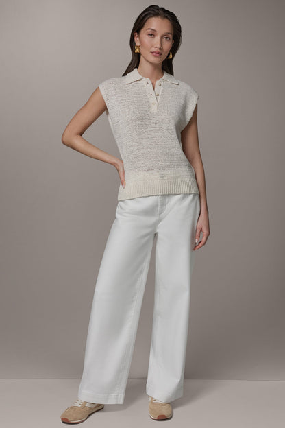 SLEEVELESS POLO SWEATER