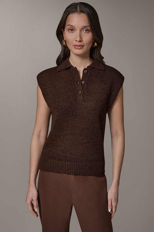 SLEEVELESS POLO SWEATER