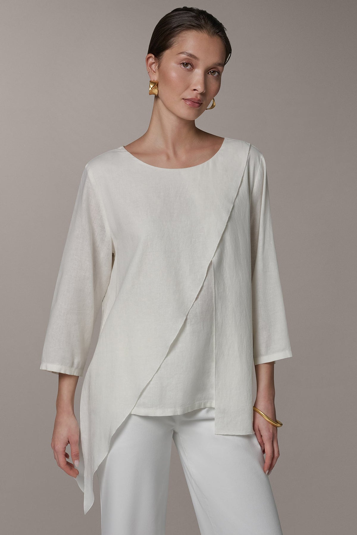 3/4 SLEEVE OVERLAY BLOUSE