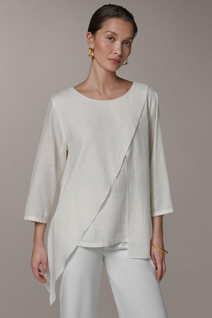 3/4 SLEEVE OVERLAY BLOUSE