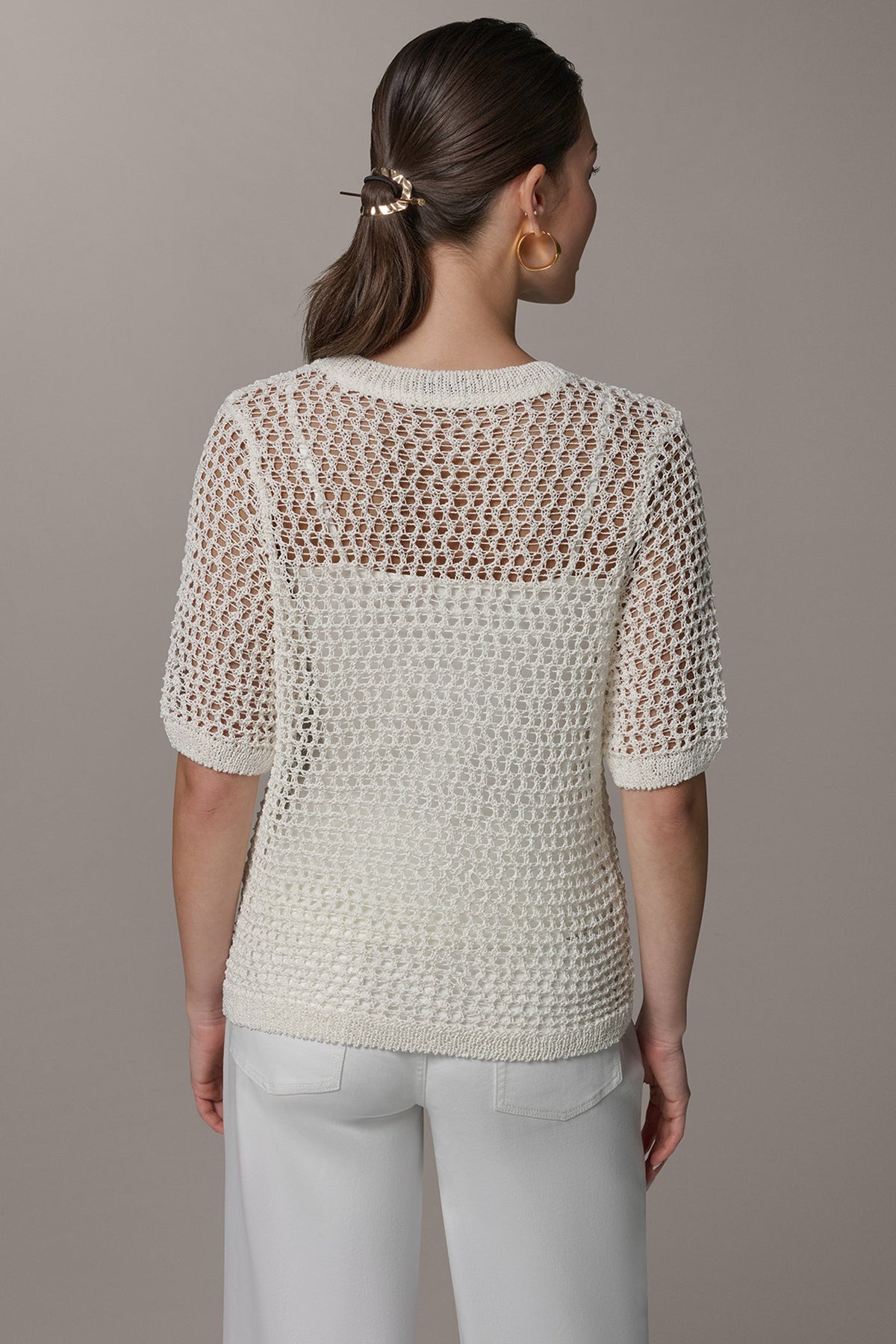 SHORT SLEEVE OPEN STITCH SWEATER