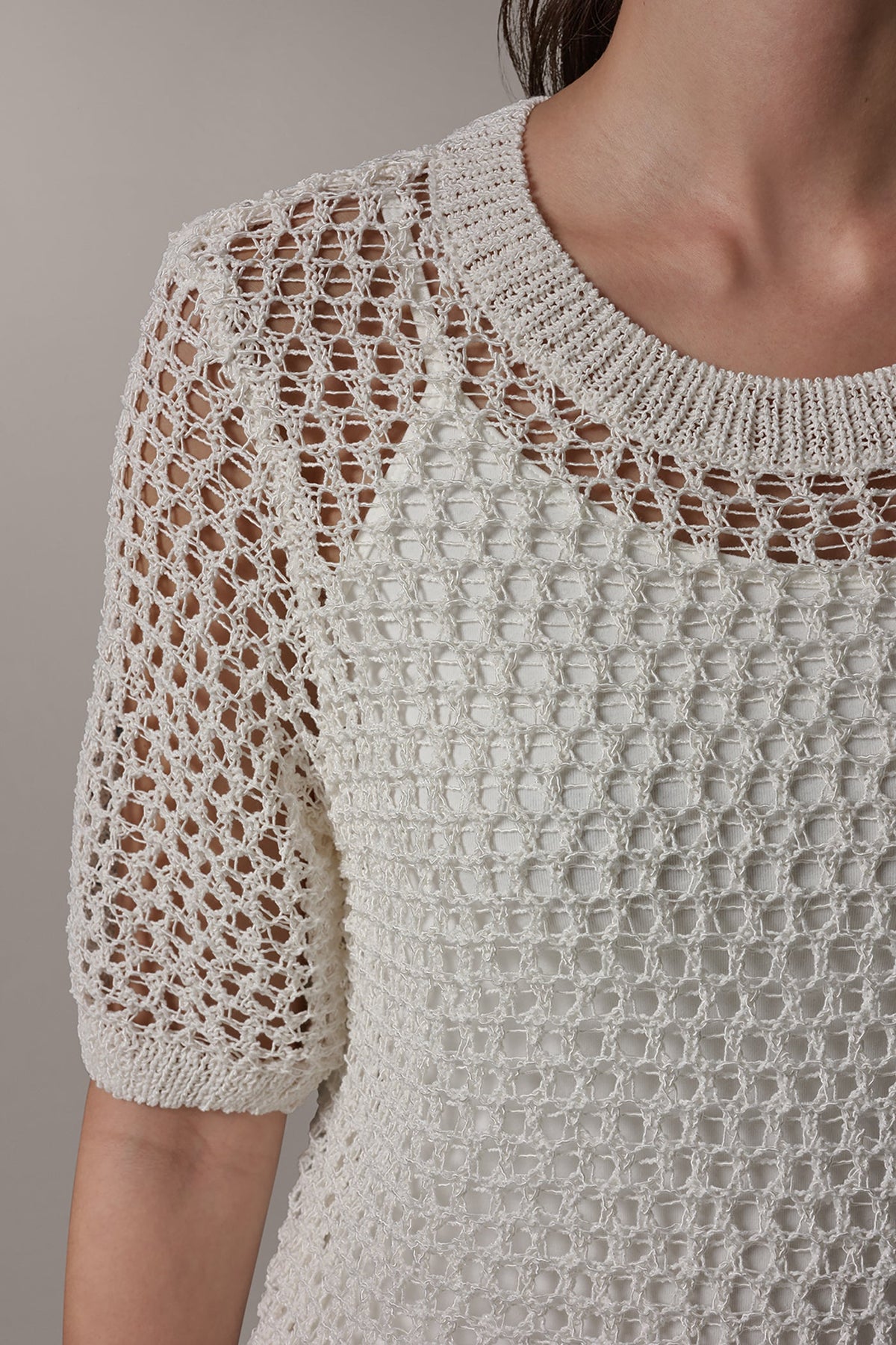 SHORT SLEEVE OPEN STITCH SWEATER