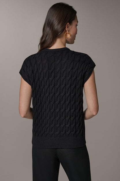 SLEEVELESS CABLE KNIT VEST