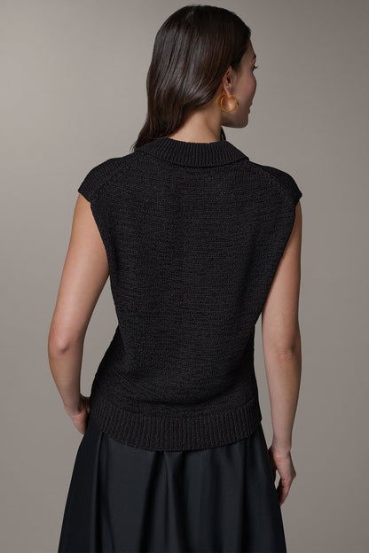 SLEEVELESS POLO SWEATER