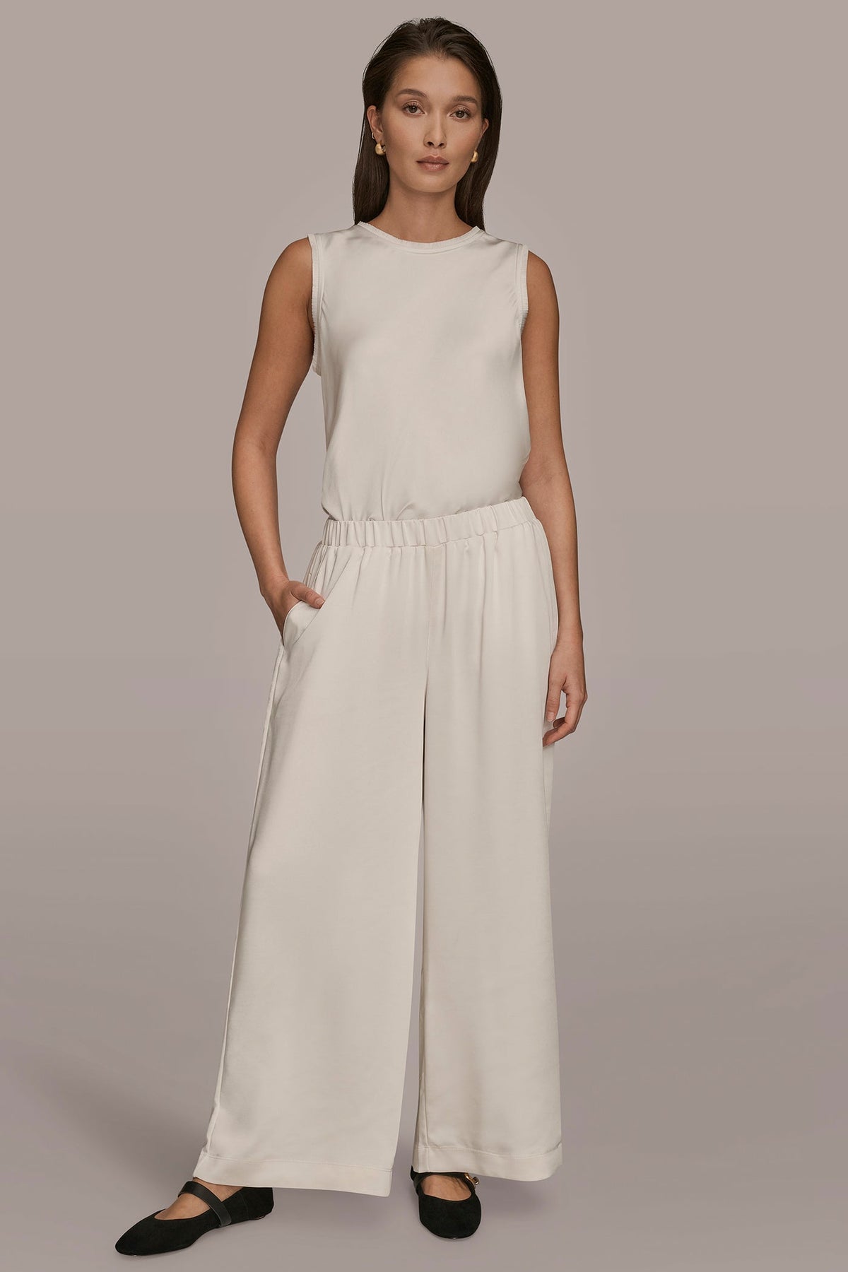 SATIN MID-RISE RELAXED PANT