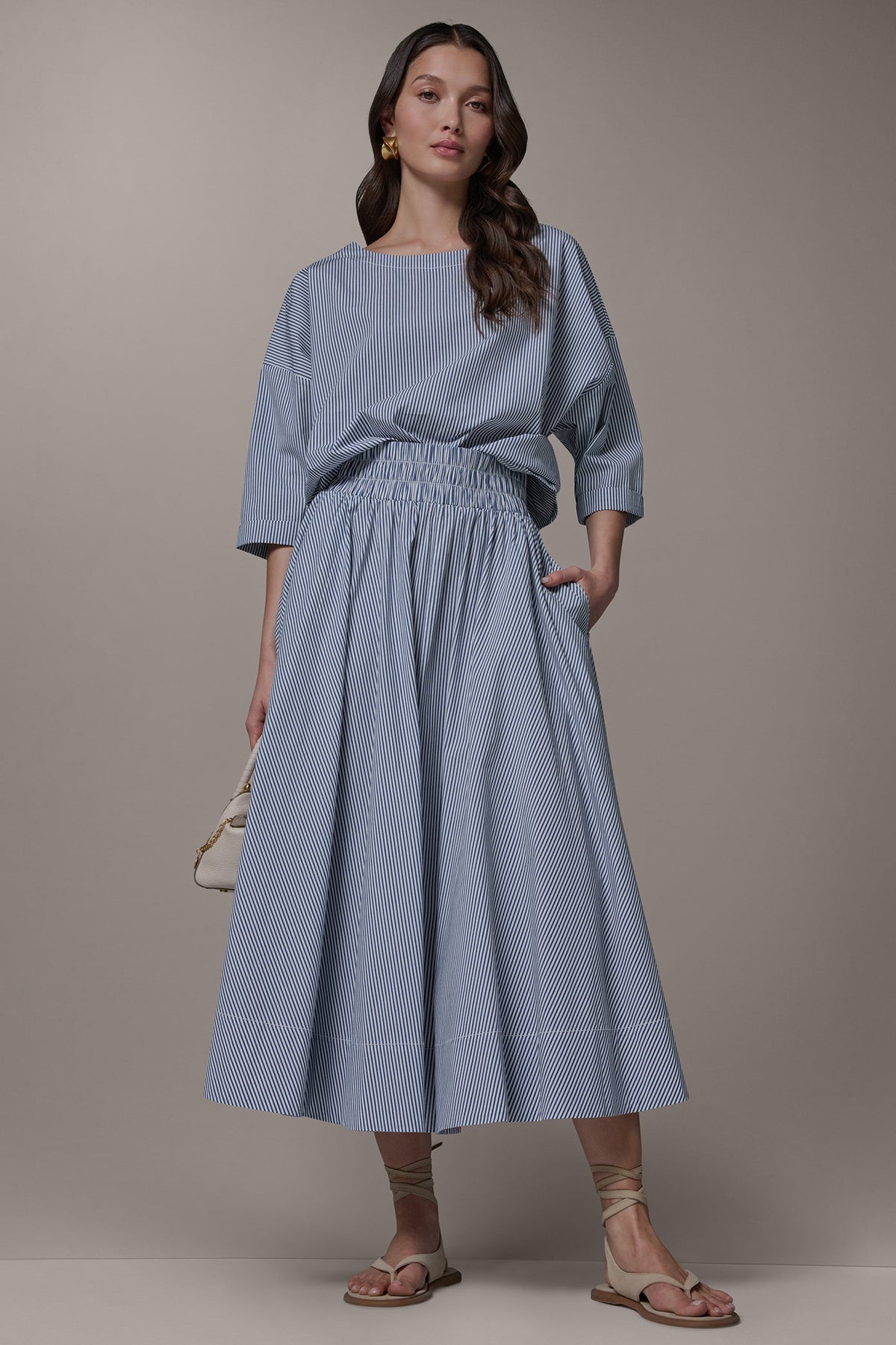 STRIPE MAXI A-LINE SKIRT
