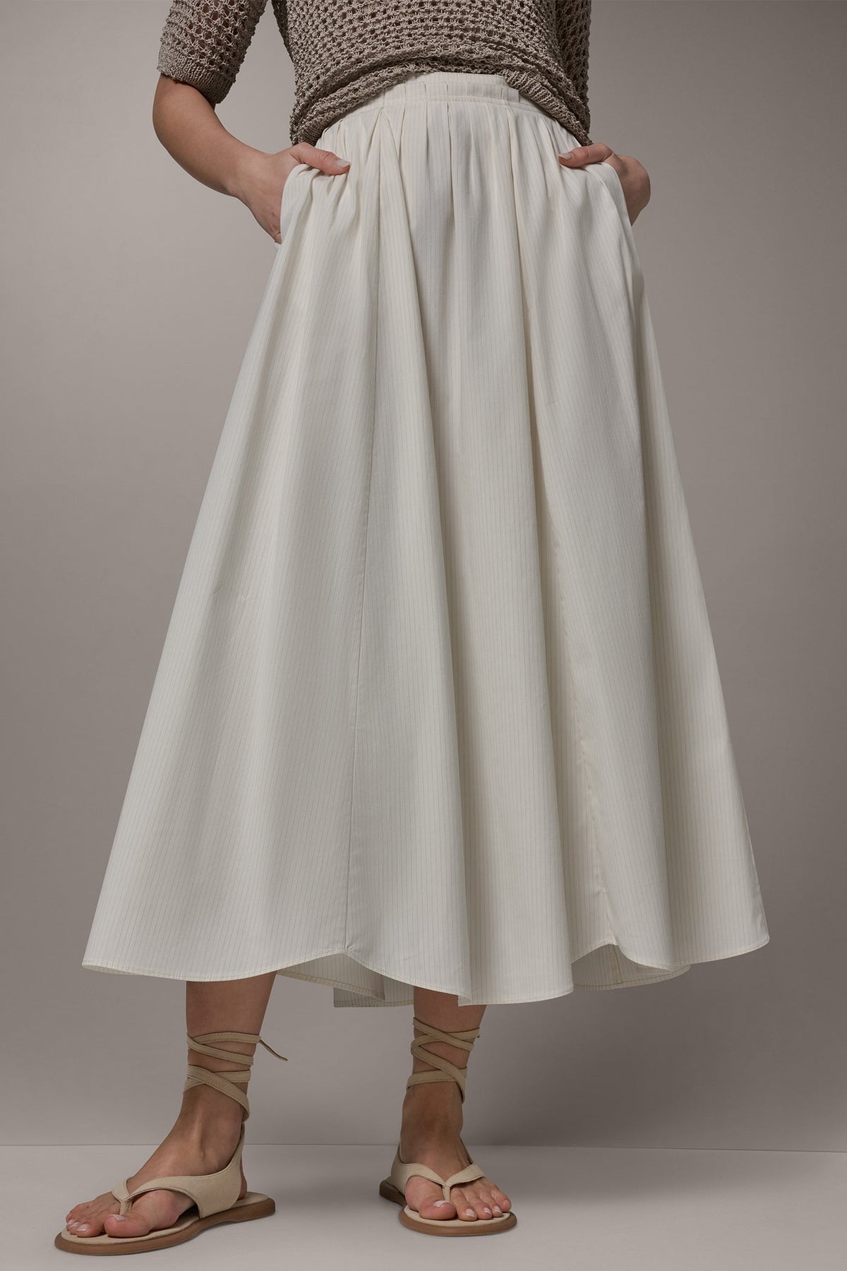 PINSTRIPE MIDI A-LINE SKIRT