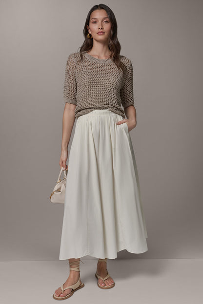 PINSTRIPE MIDI A-LINE SKIRT