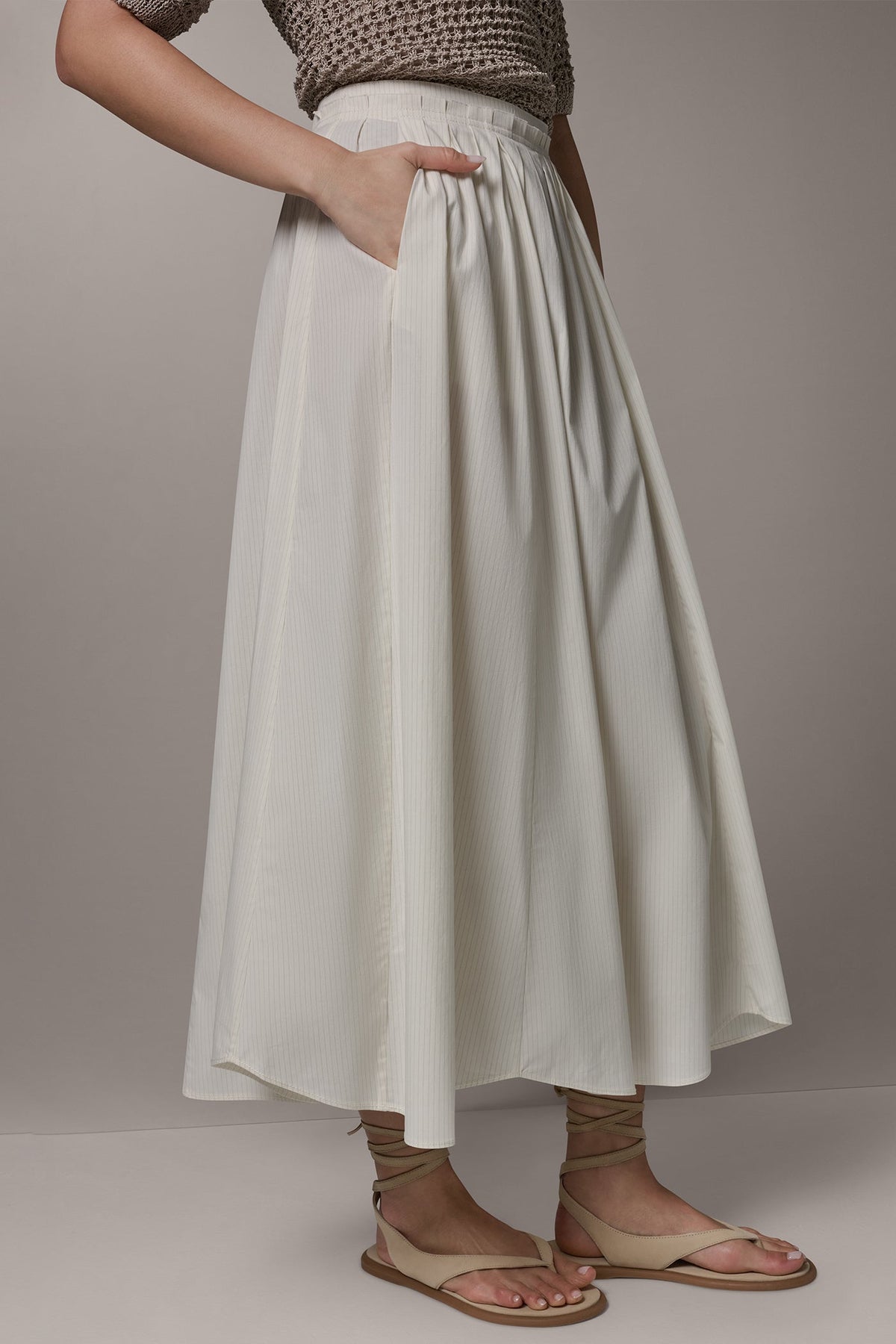 PINSTRIPE MIDI A-LINE SKIRT