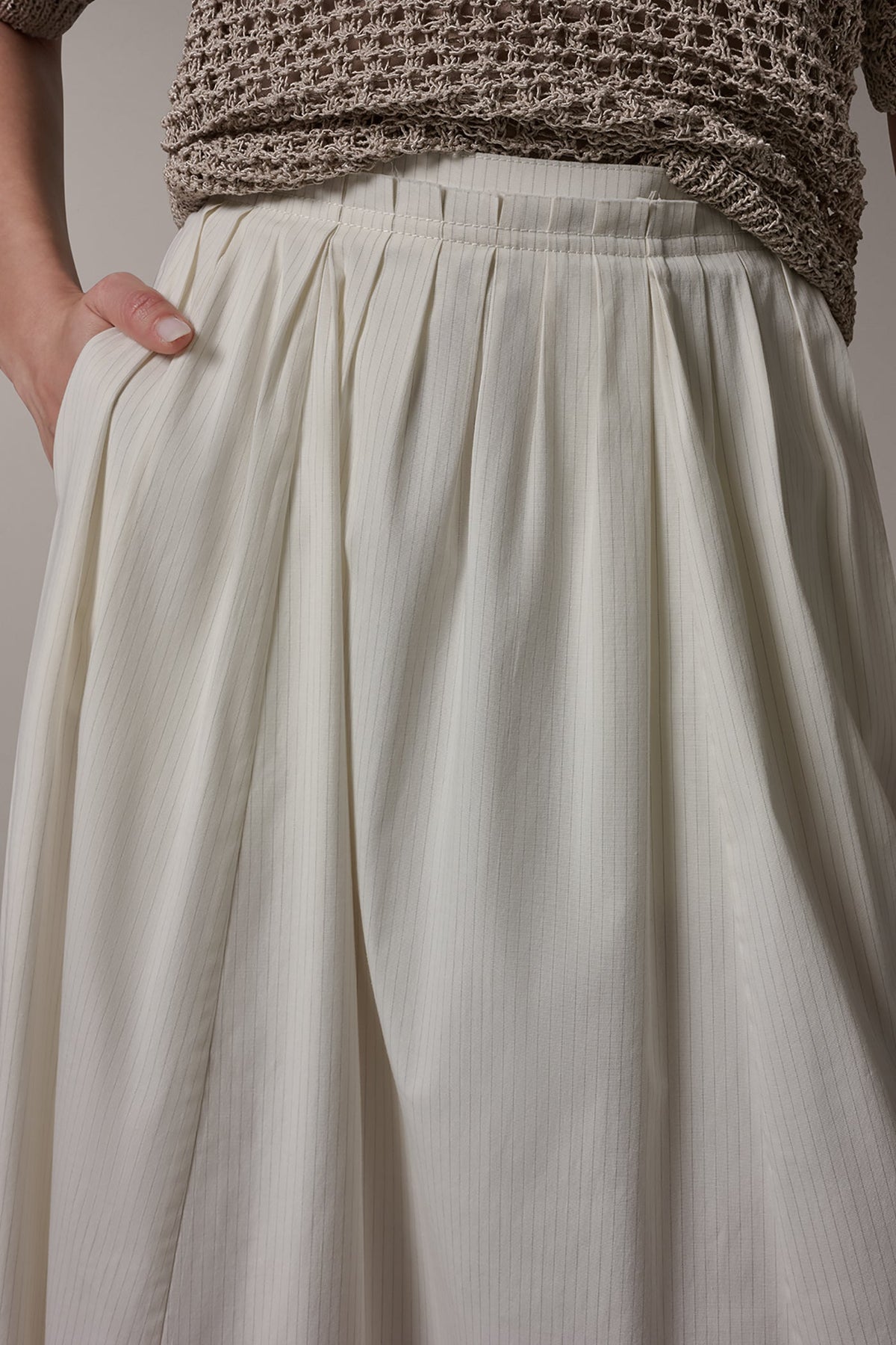PINSTRIPE MIDI A-LINE SKIRT