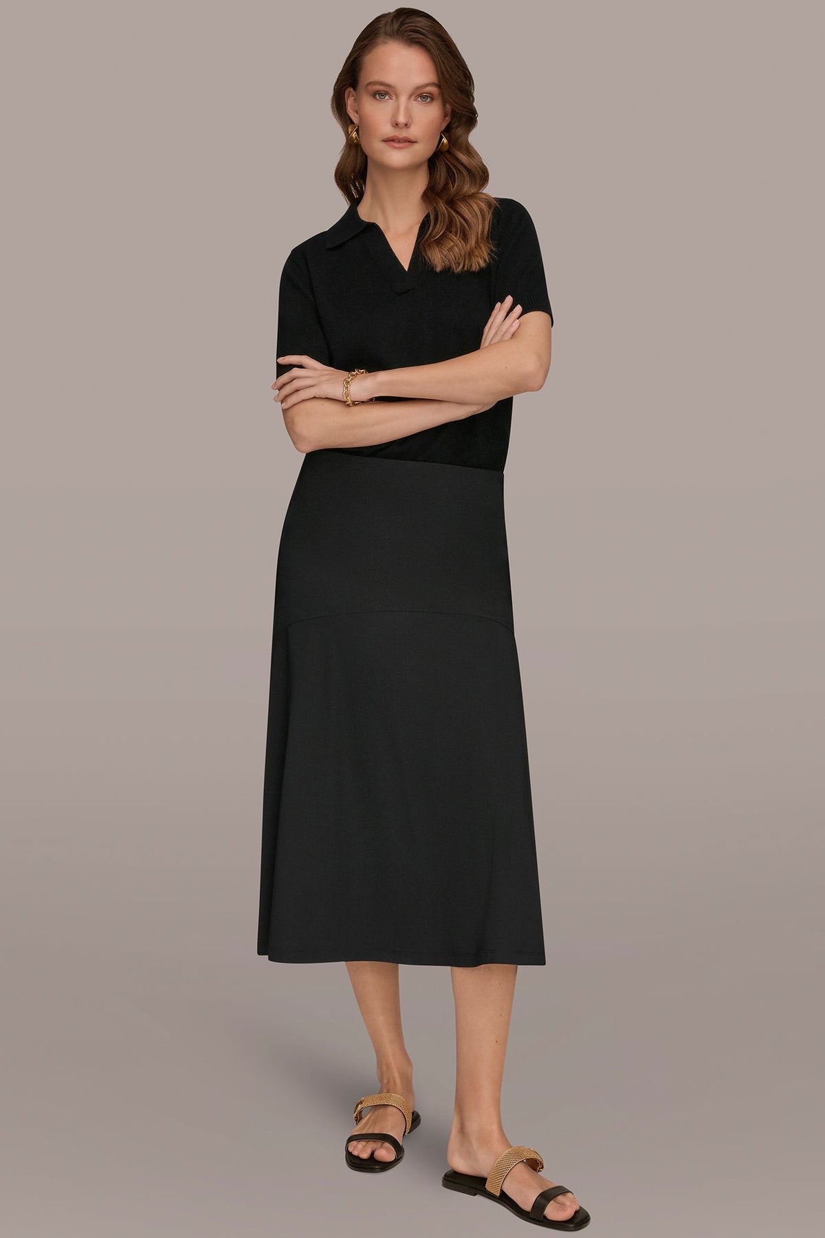 THE MODERN TRAVEL MIDI HI-LOW TRUMPET SKIRT
