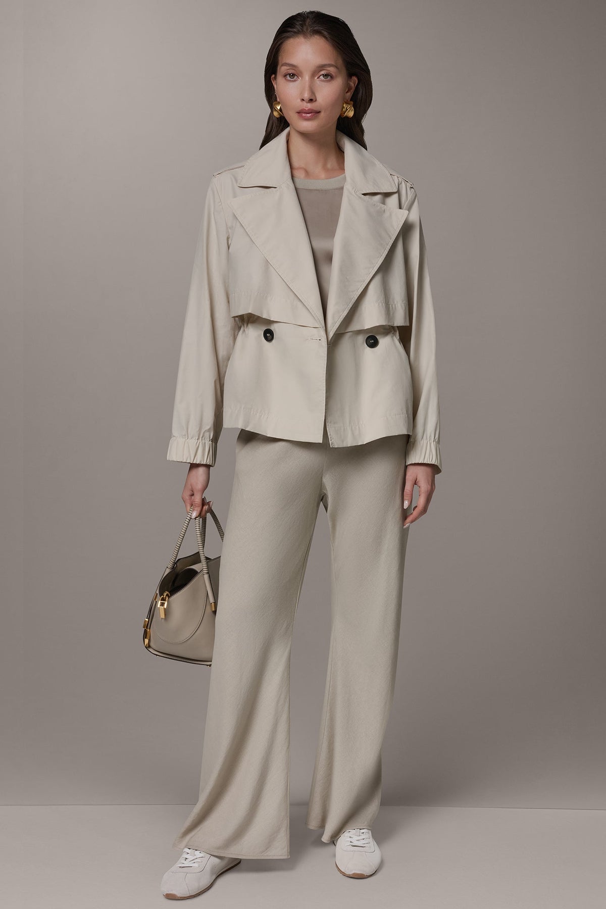 LONG SLEEVE DOUBLE BREASTED TRENCH JACKET