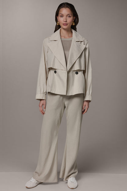 LONG SLEEVE DOUBLE BREASTED TRENCH JACKET
