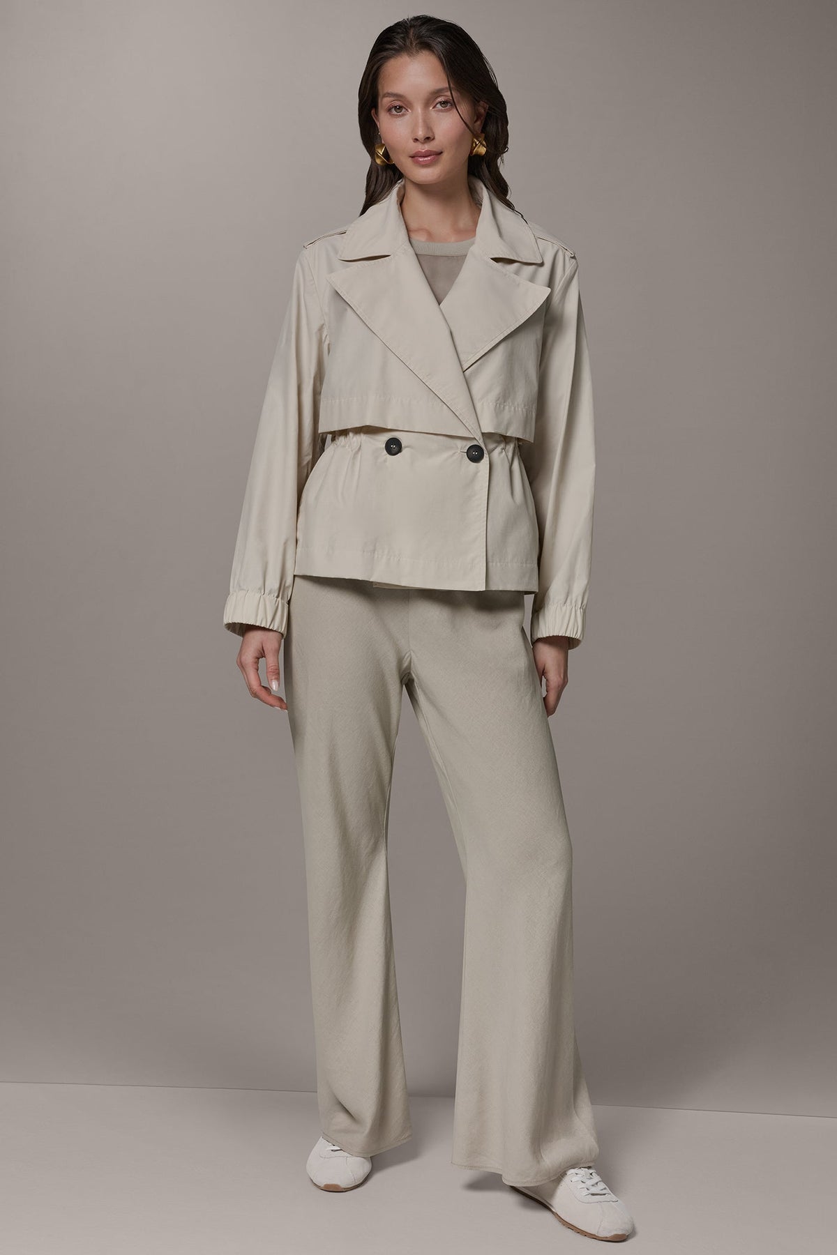 LONG SLEEVE DOUBLE BREASTED TRENCH JACKET