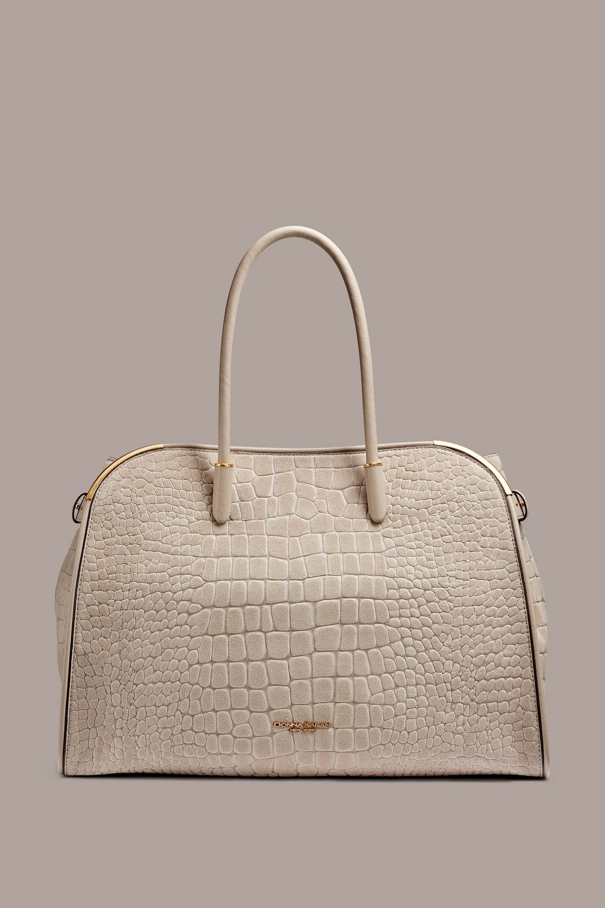 SATIN CROC-EFFECT SUEDE TOTE