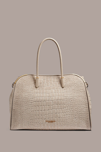 SATIN CROC-EFFECT SUEDE TOTE