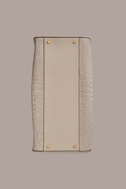 SATIN CROC-EFFECT SUEDE TOTE