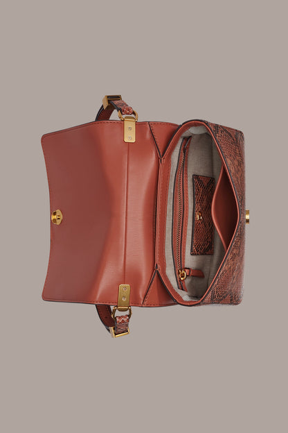 JERICHO SNAKE-EFFECT LEATHER SHOULDER BAG