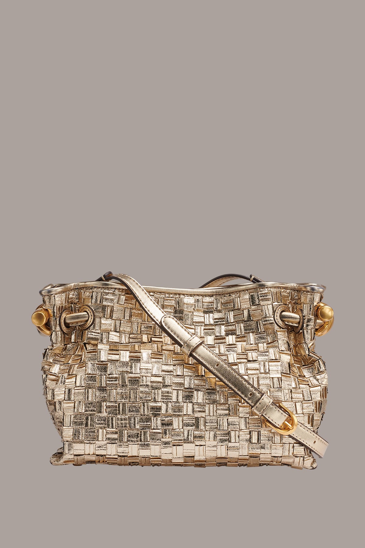 CASHMERE METALLIC BRAIDED CROSSBODY BAG
