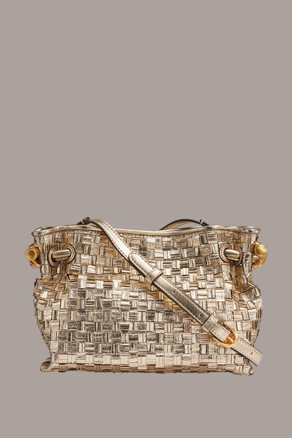 CASHMERE METALLIC BRAIDED CROSSBODY BAG