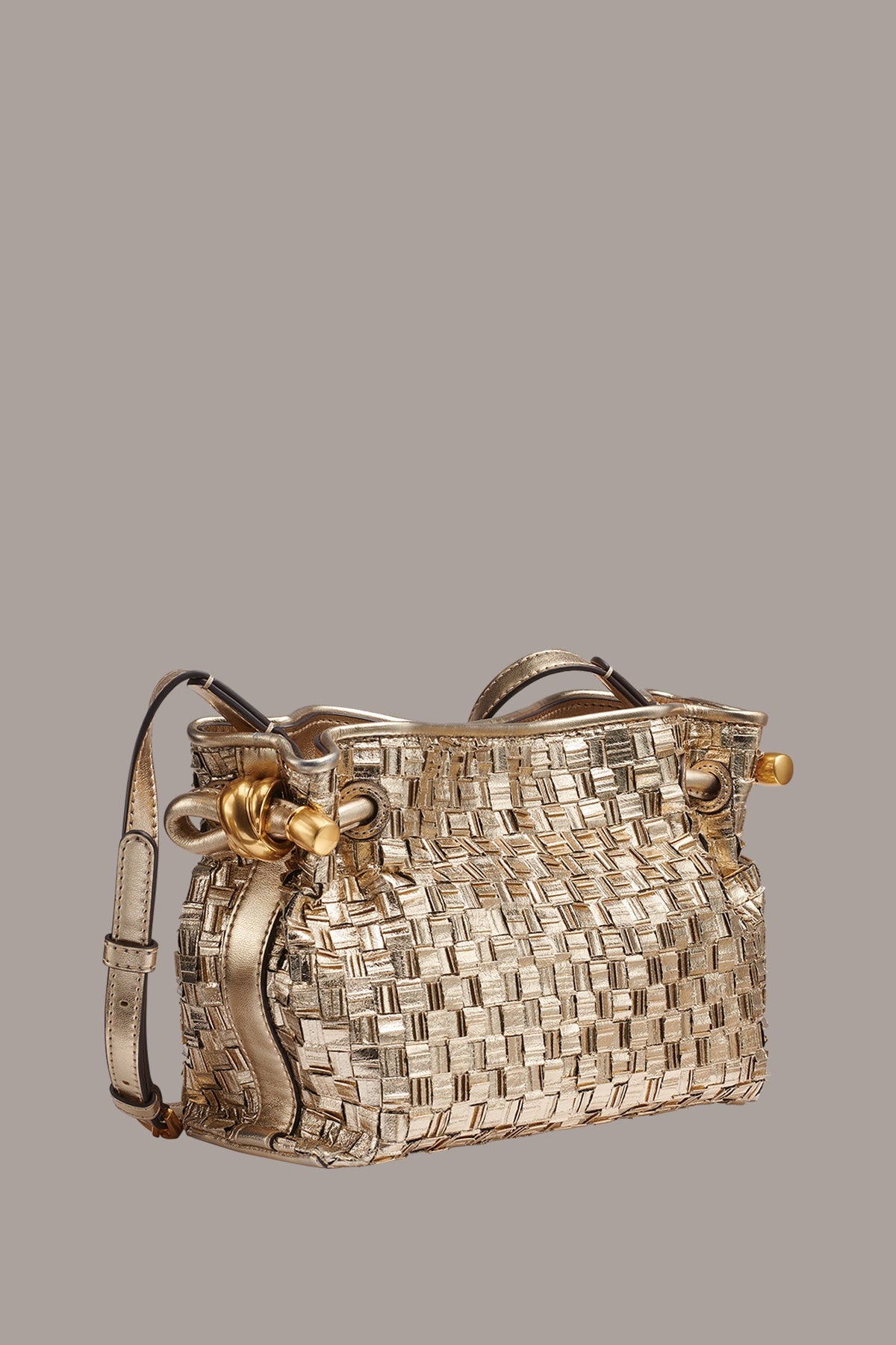 CASHMERE METALLIC BRAIDED CROSSBODY BAG