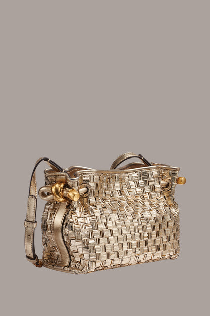 CASHMERE METALLIC BRAIDED CROSSBODY BAG