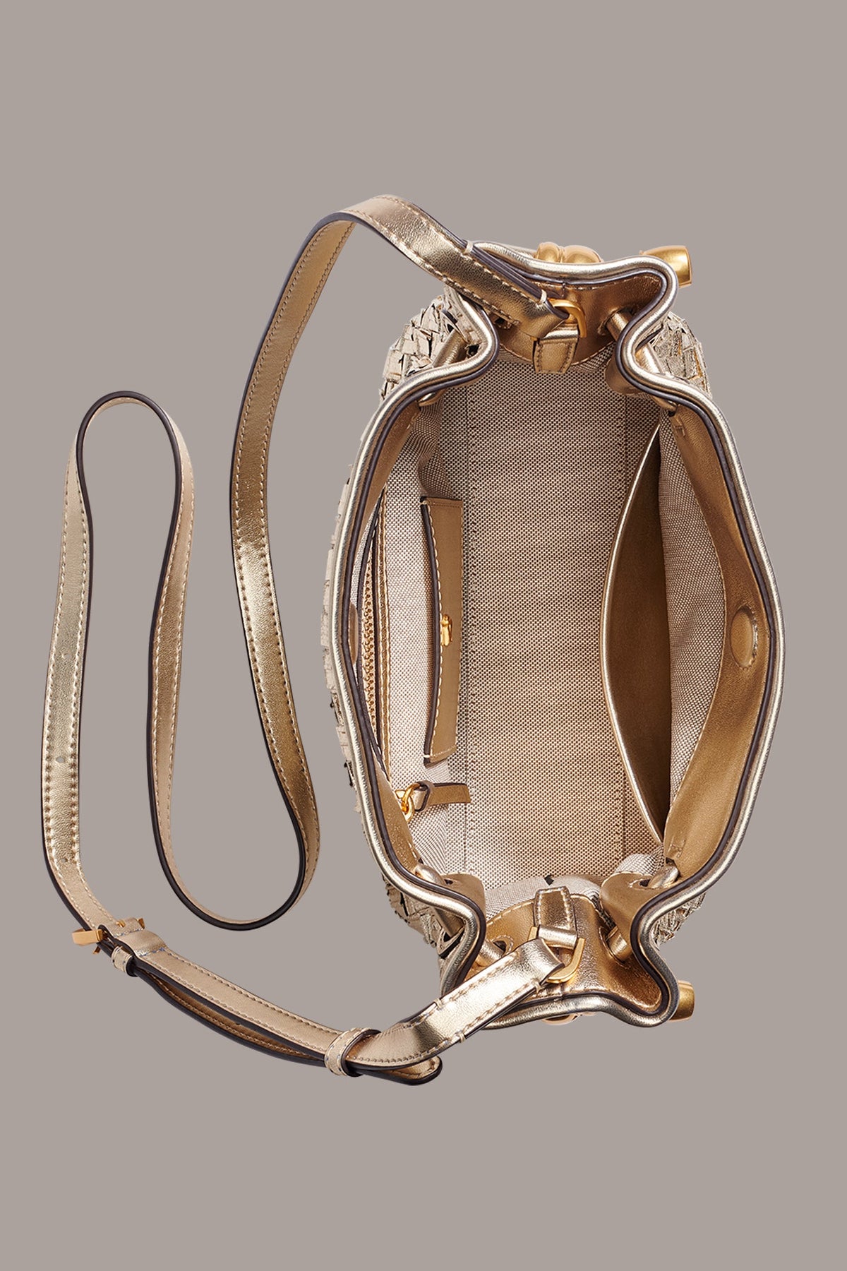 CASHMERE METALLIC BRAIDED CROSSBODY BAG
